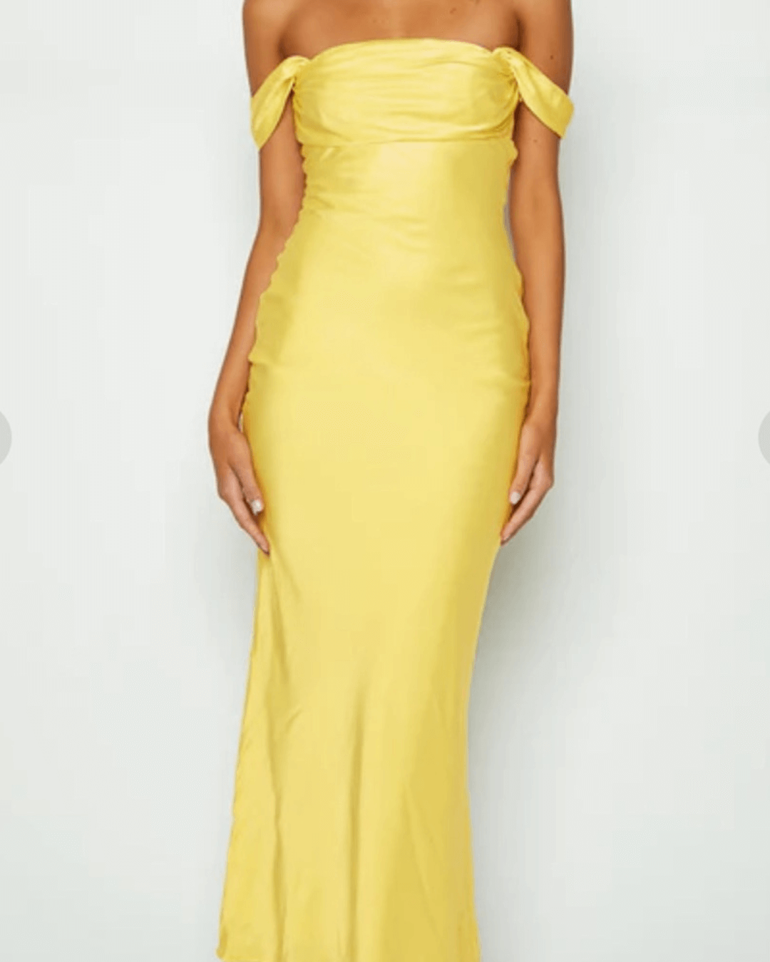 Light Yellow Off Shoulder Formal Maxi Dress - Fashionpara