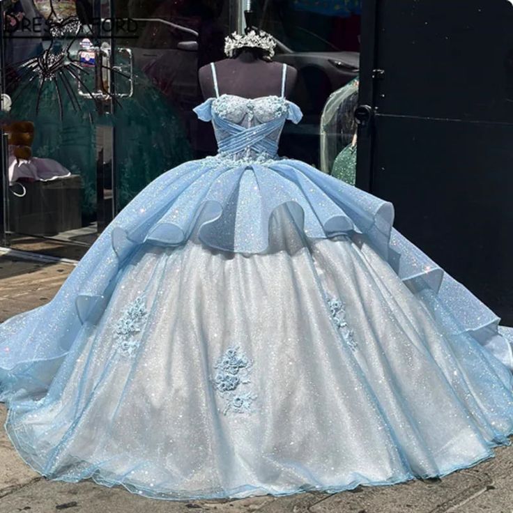 Luxury Quinceanera Dresses Applique Corset Ball Gown Prom Sweet 16 Dress - Fashionpara