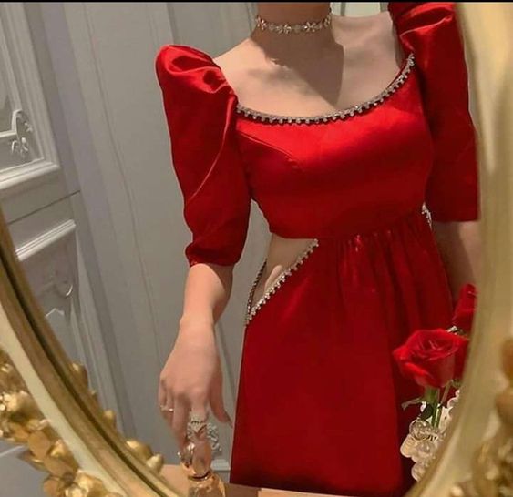 Sexy A line Red Short Prom Party Dress Short Birthday Dress - Fashionpara