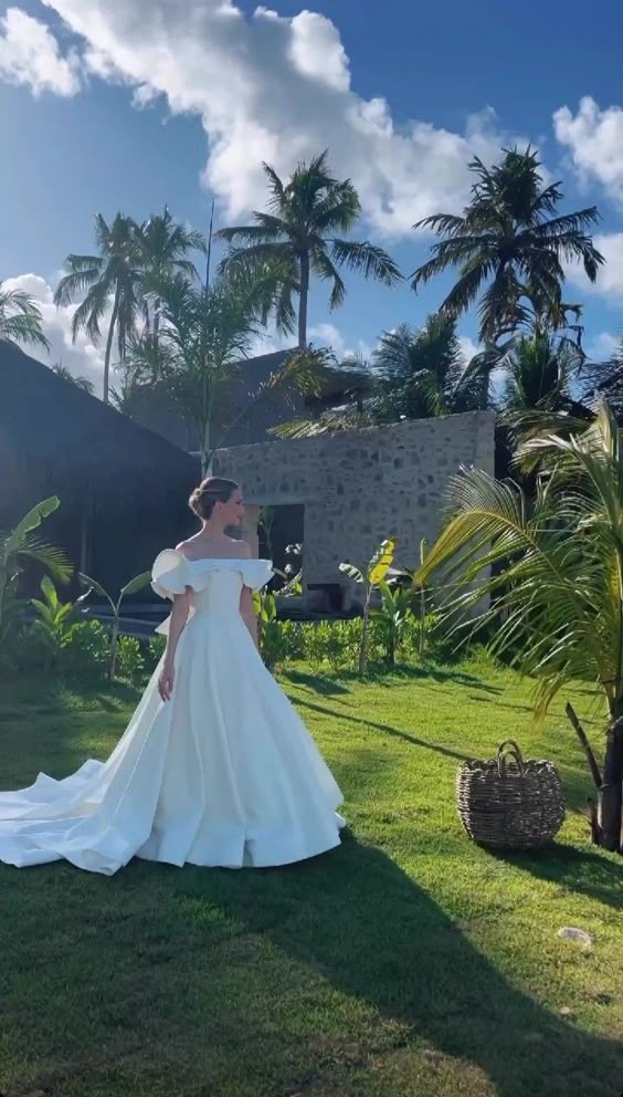 Gorgeous Long Off The Shoulder A Line Satin Wedding Dresses