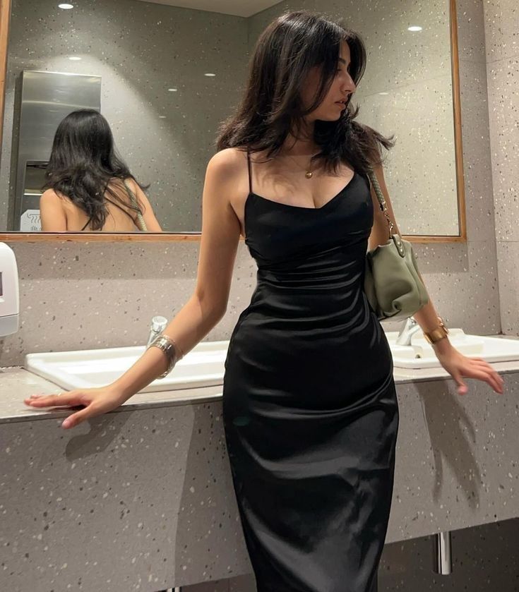 Black Simple Prom Party Dress Long Sexy Evening Dress - Fashionpara