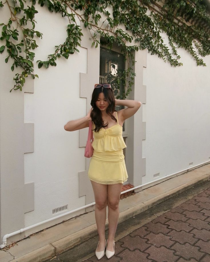 Two Piece Yellow Birthday Outfit Short Evening Dress Short Party Dress Homecoming Dress - Fashionpara