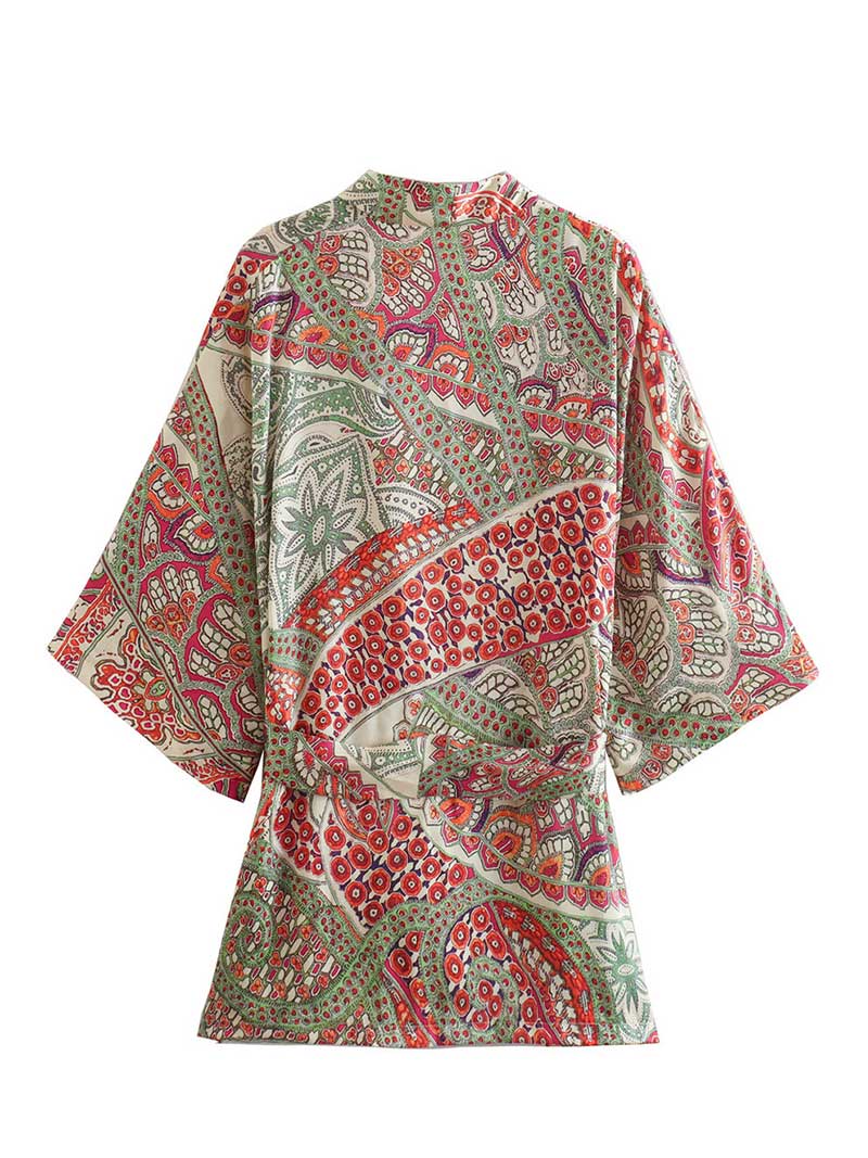 Summer Wear Multicolor Jacket Style Printed Kimono Gown Duster Robe - Fashionpara