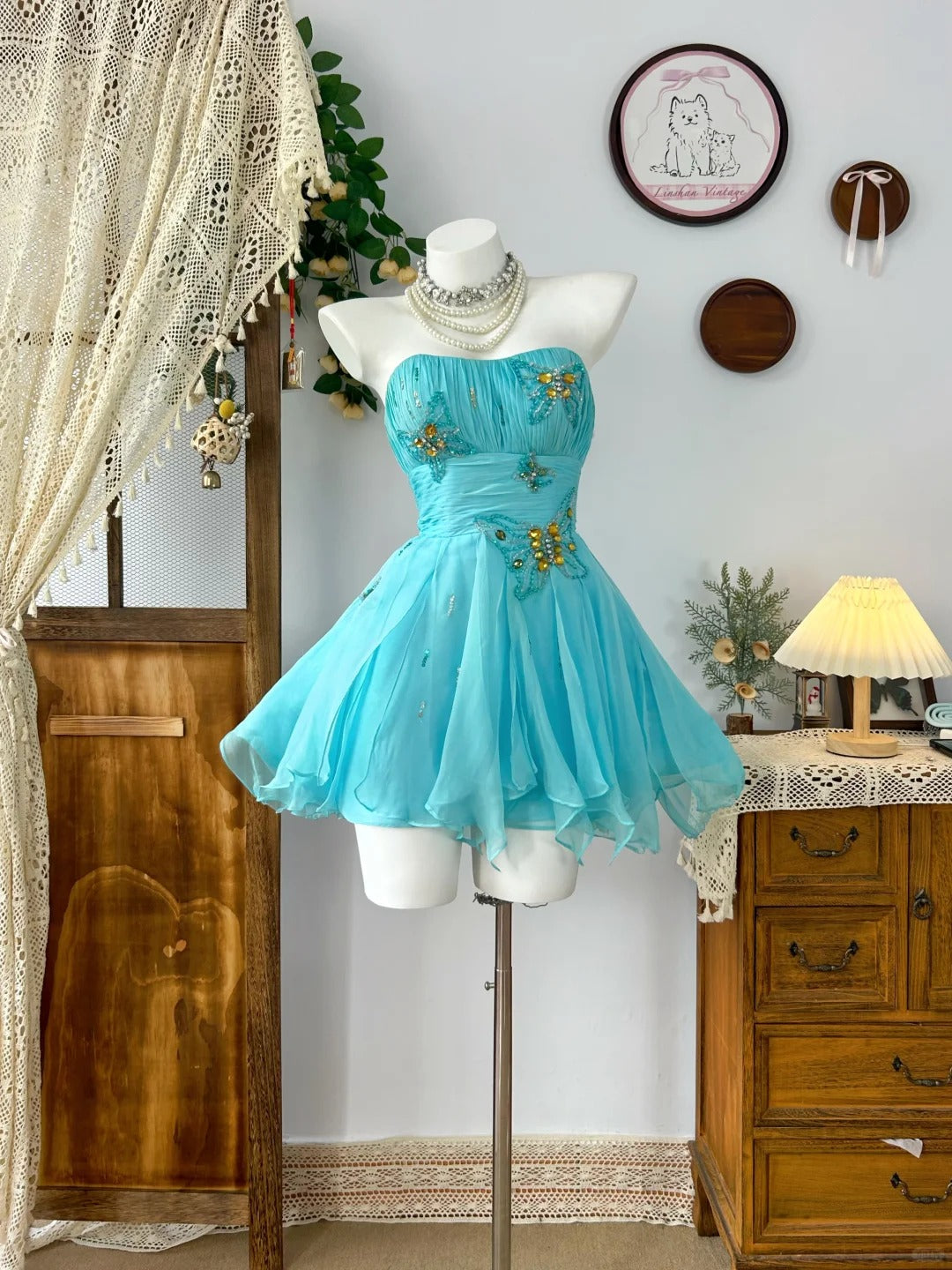 Short Vintage Evening Dress Elegant Sleeveless Short Prom Party Dress - Fashionpara
