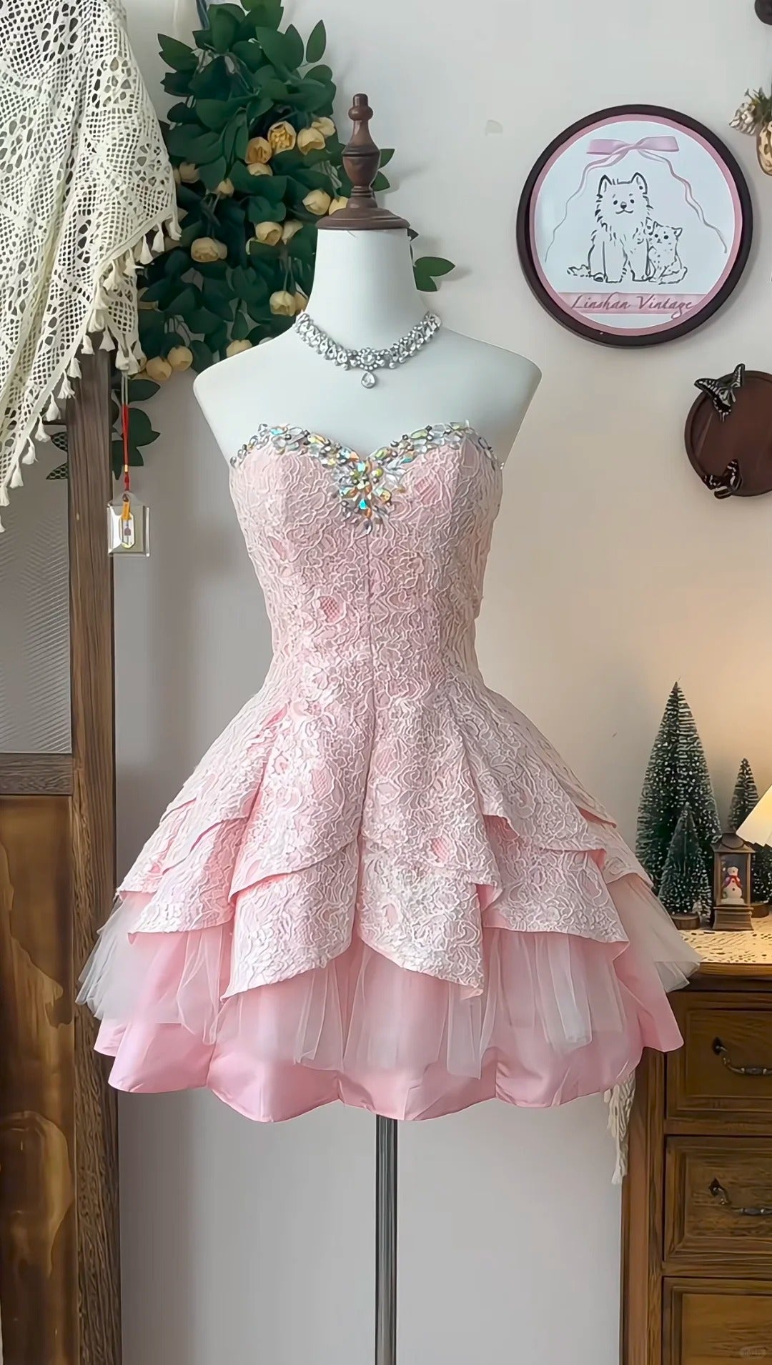 Pink Short Prom Dress Birthday Party Dress Homecoming Dress - Fashionpara