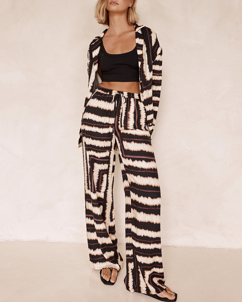 Irregular printed casual two-piece set - Fashionpara