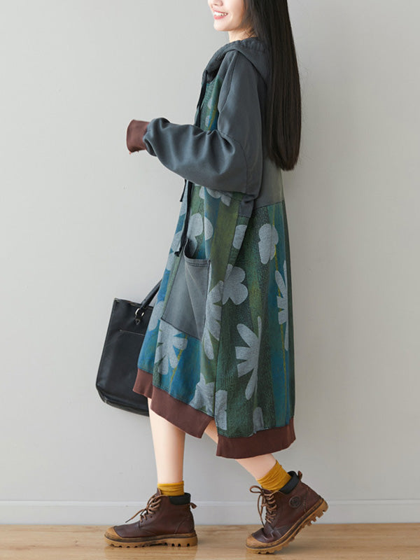Casual Loose Sweatshirt Dress with Print - Fashionpara