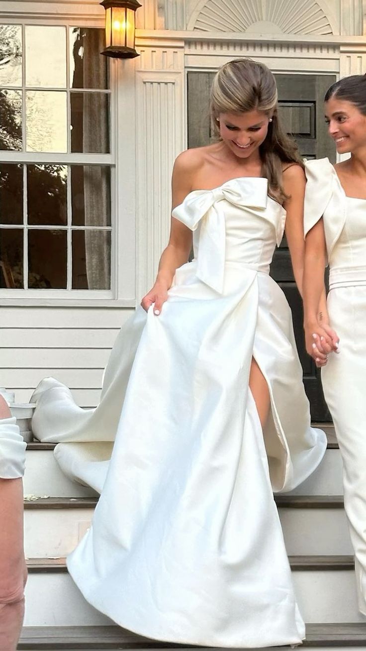Romantic Strapless Long Wedding Dress With Slit