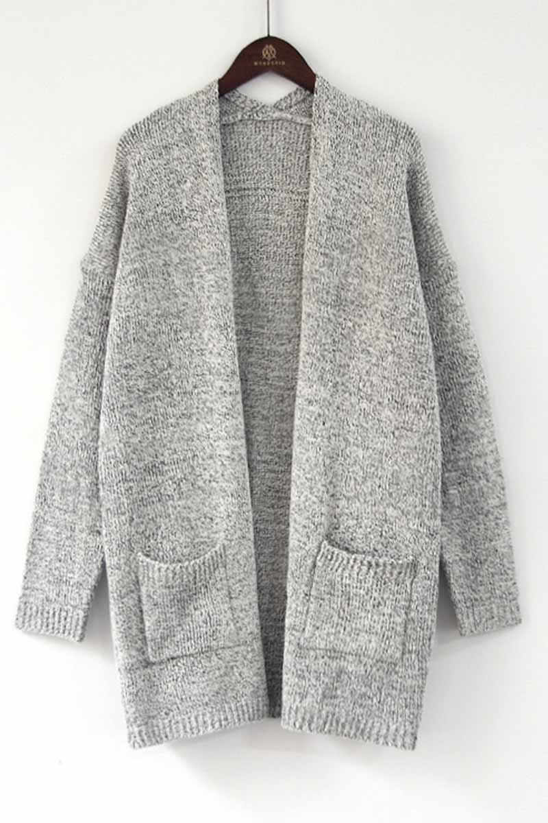 Florcoo Cozy Solid Knitted Cardigan with Spacious Pockets