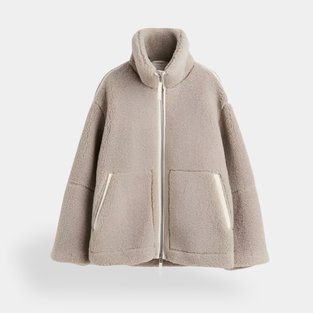Zip Front Stand Collar Fleece Jacket 2