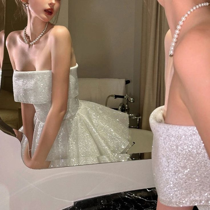 A Line Homecoming Dress Elegant Strapless Short Dress, Sparkly Birthday Evening Party Cocktail Dress - Fashionpara