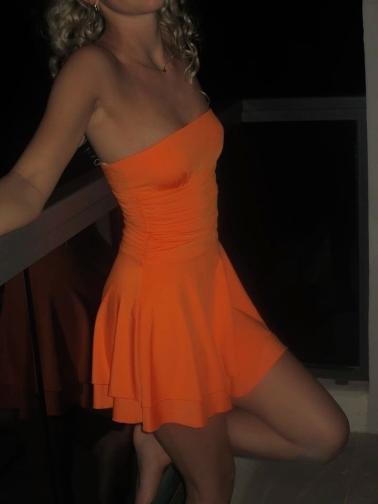 A Line Orange Homecoming Dress Short Evening Dress Cocktail Dresses Short Party Dress - Fashionpara