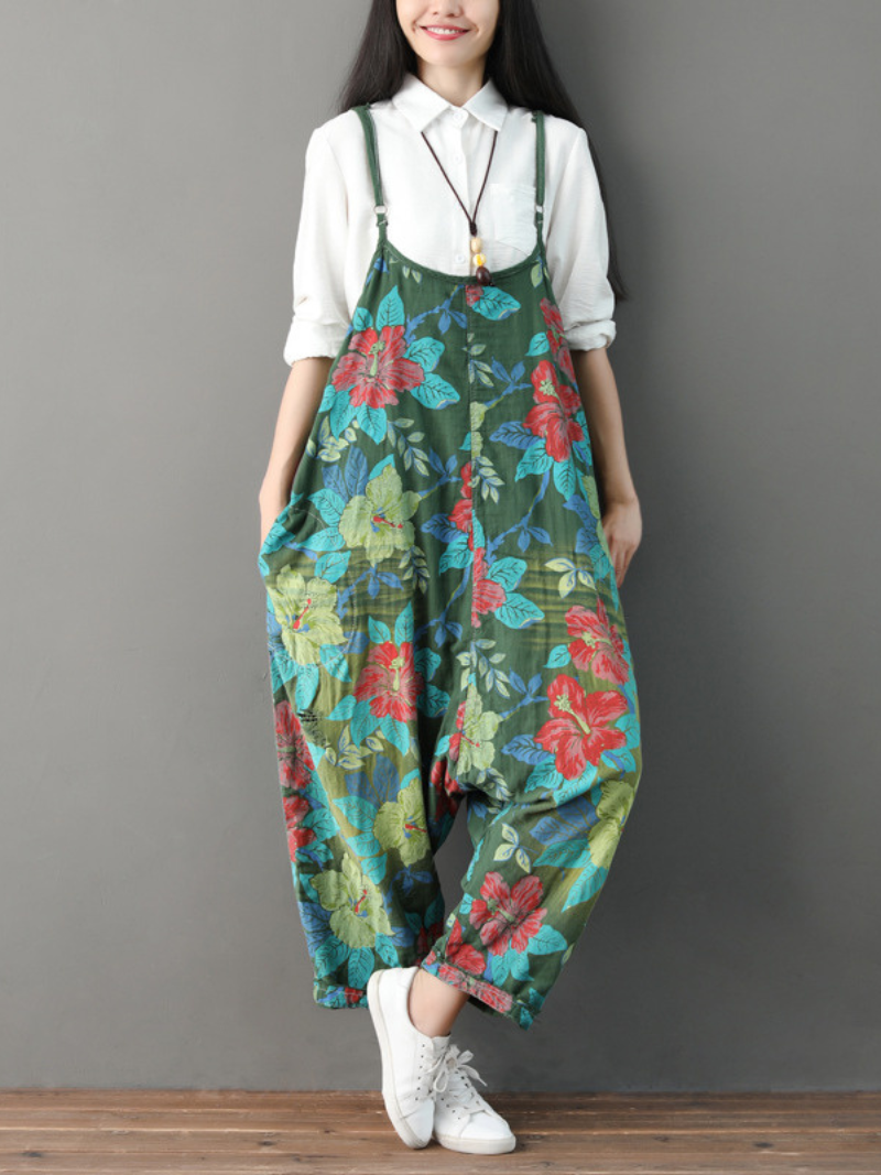 Everyday Wear Casual Flowers Bibs Overalls - Fashionpara