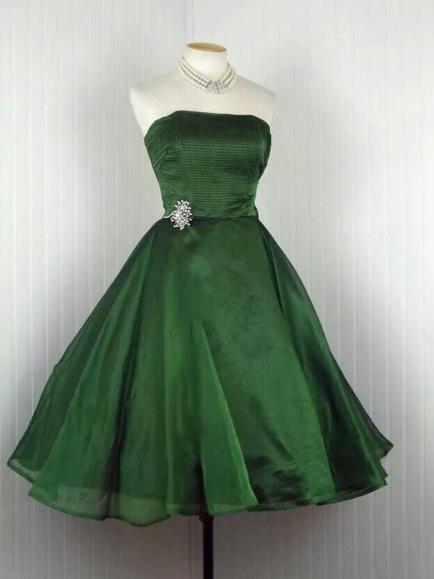 A Line Green Strapless Short Prom Dress Birthday Party Dress Homecoming Dress - Fashionpara