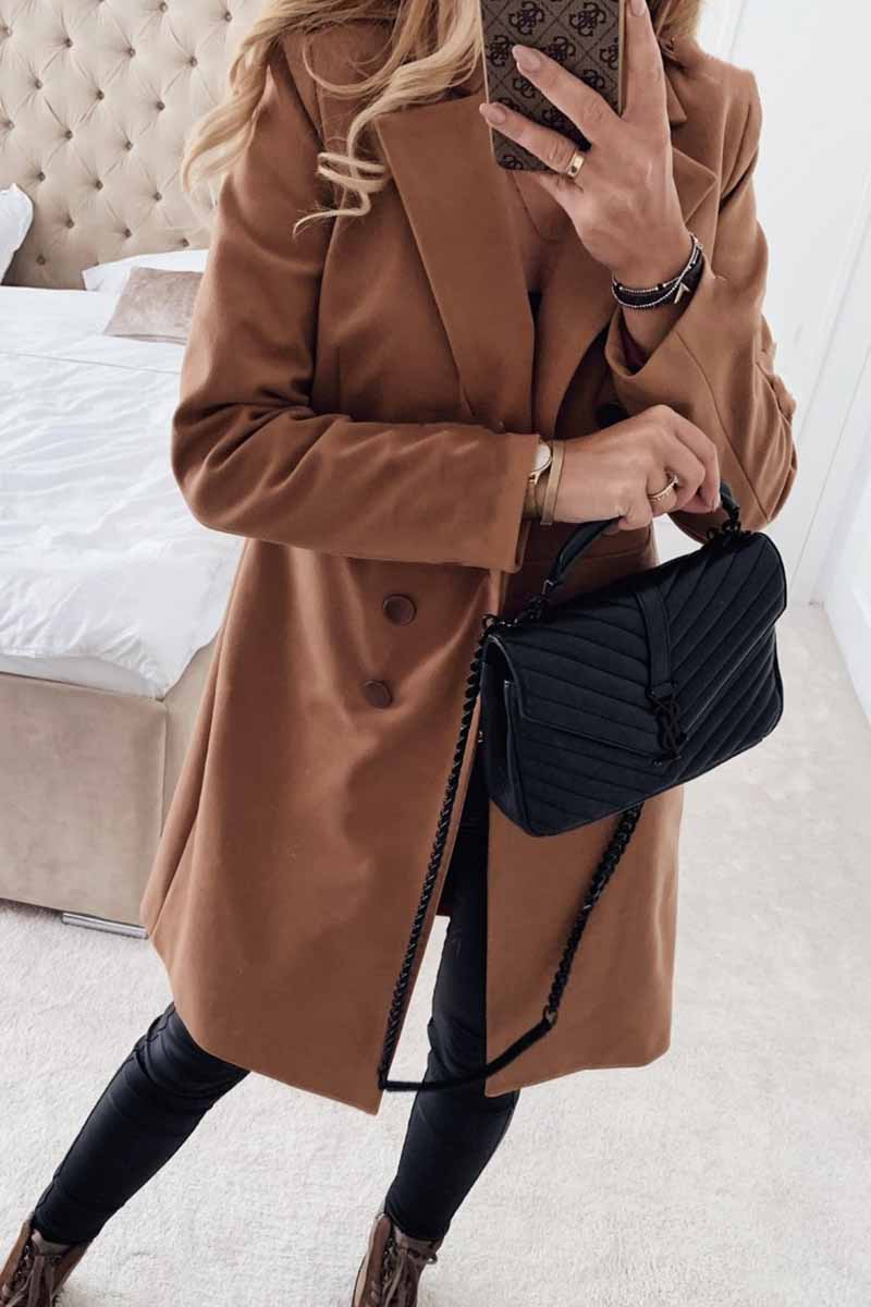 Florcoo Solid Color Sexy Coat With Buttons(3 Colors)