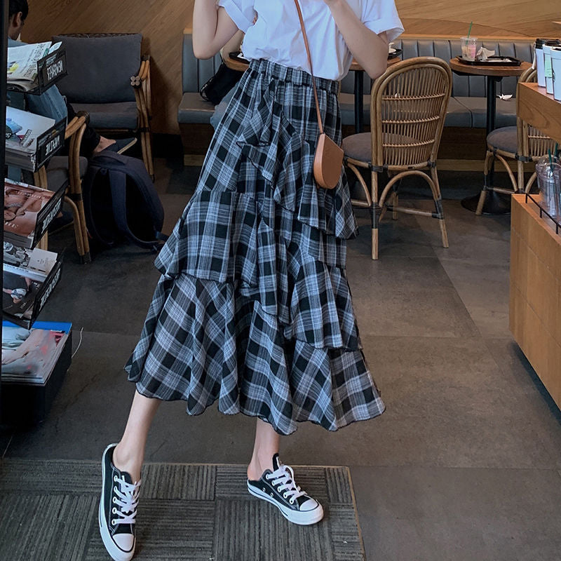 High Waist Asymmetrical Plaid Summer Skirts - Fashionpara