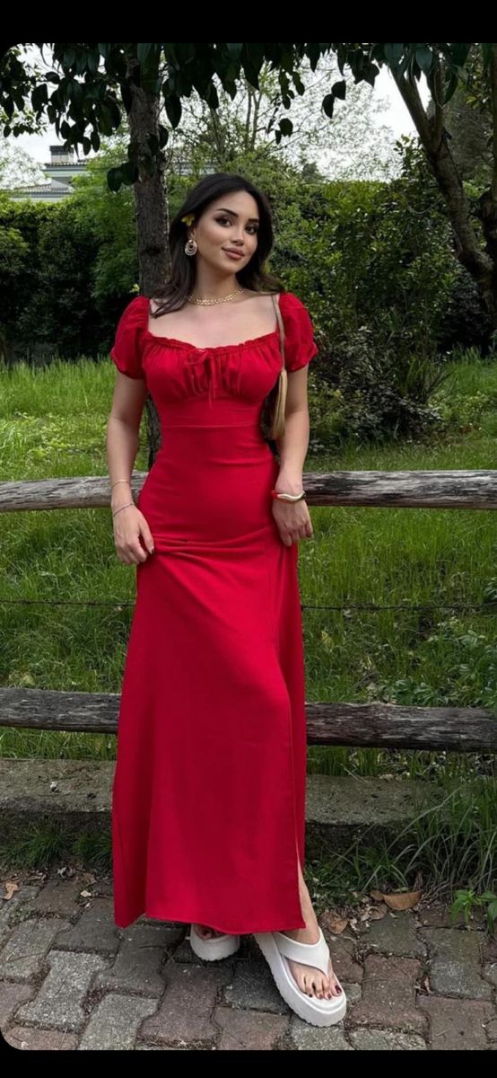 Red Party Dress Long Evening Dress Vintage Prom Dress - Fashionpara