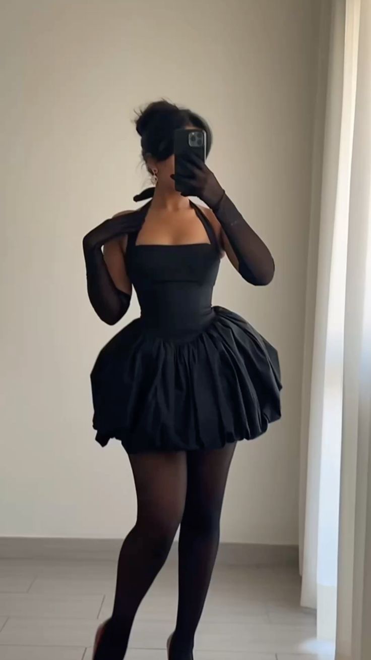 A Line Black Halter Birthday Outfit Short Evening Dress Cocktail Dresses Short Party Dress - Fashionpara