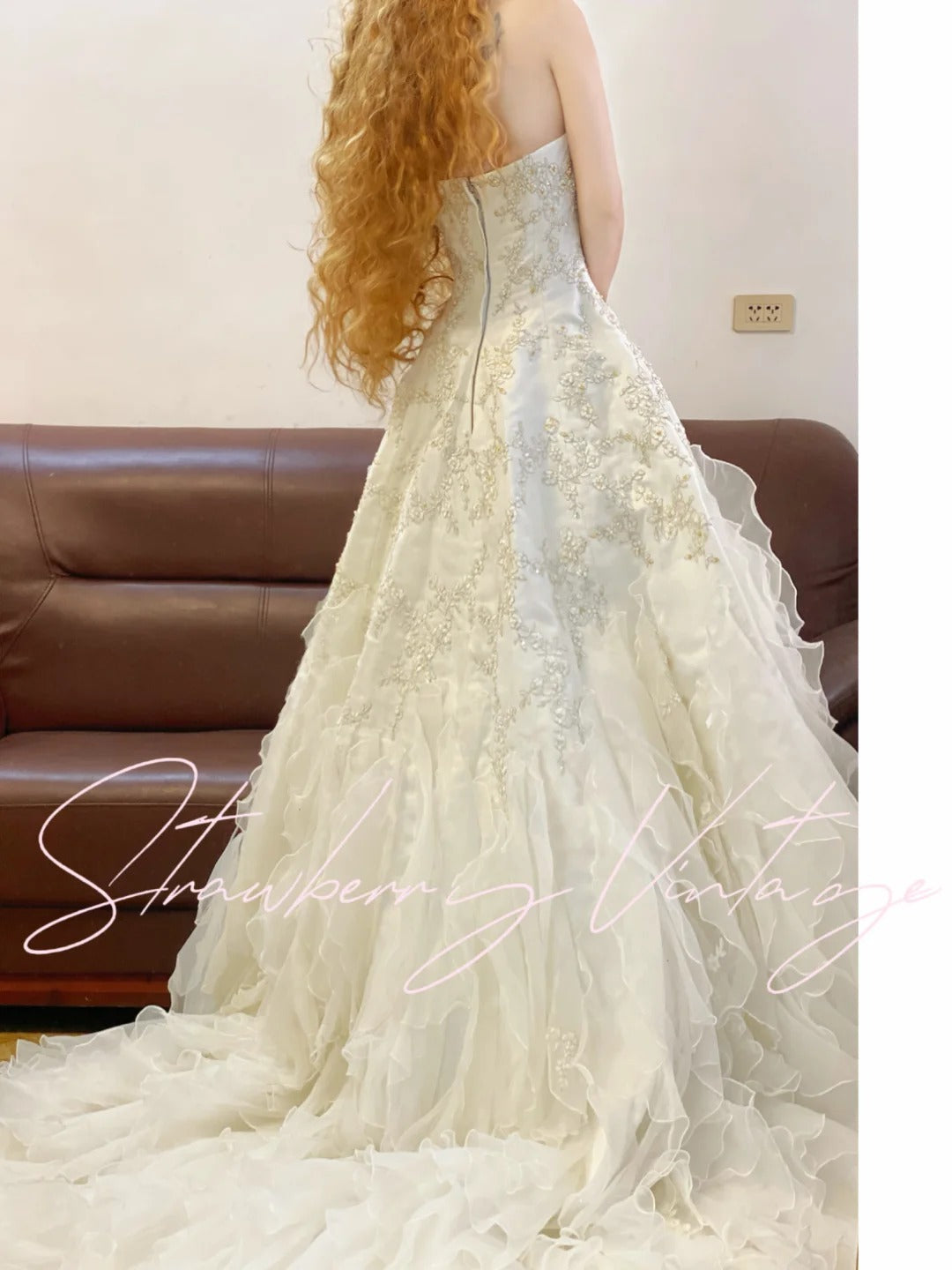 A Line Strapless Elegant Wedding Dress Long Bridal Gown