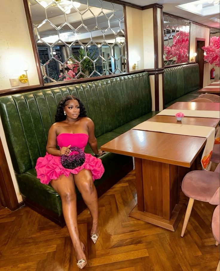 strapless cocktail dresses for girls short prom dresses,ruffle bottom african mini dress,birthday party dress,hot pink little dress - Fashionpara