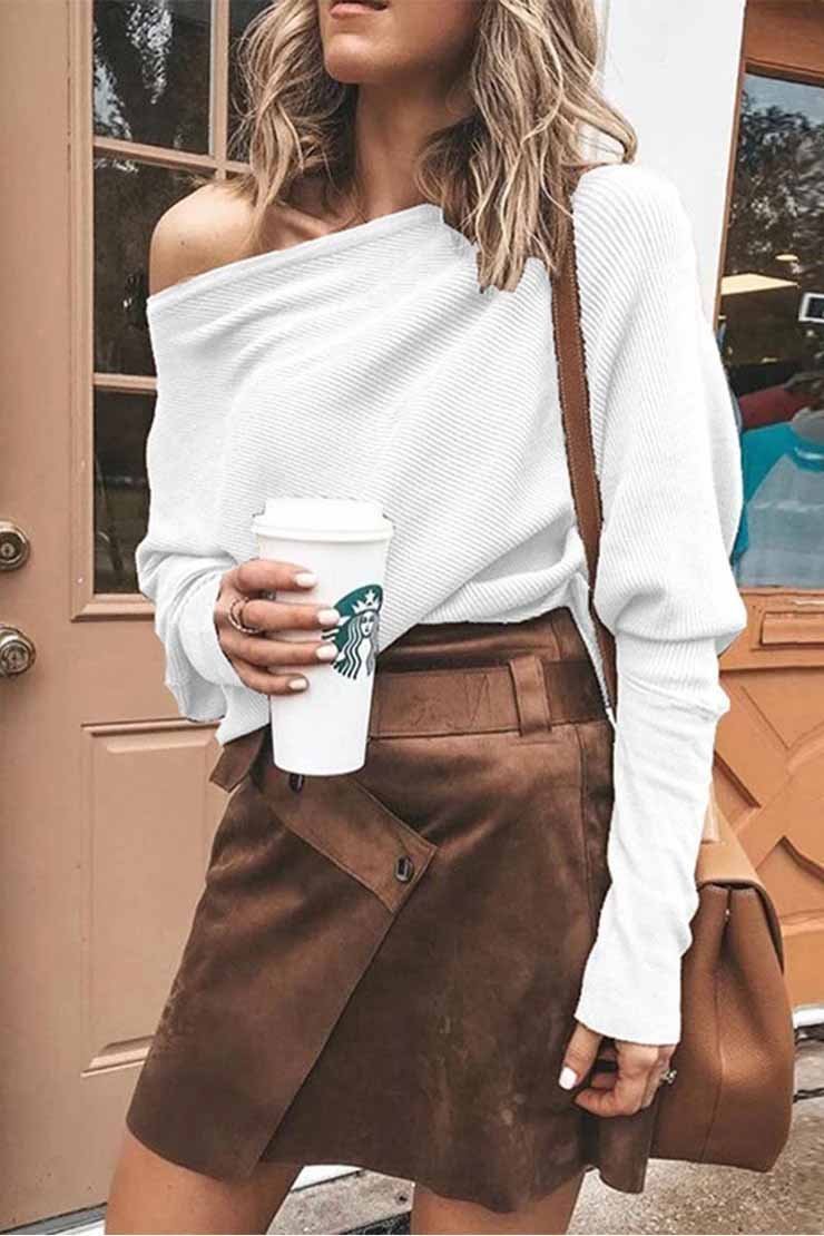 Florcoo Dew Shoulder Bat Sleeve Sweater in 3 Colors