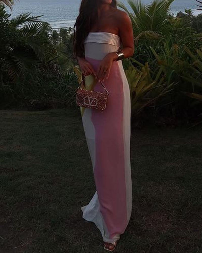 Fashion Holiday Strapless Printed Dress - Fashionpara