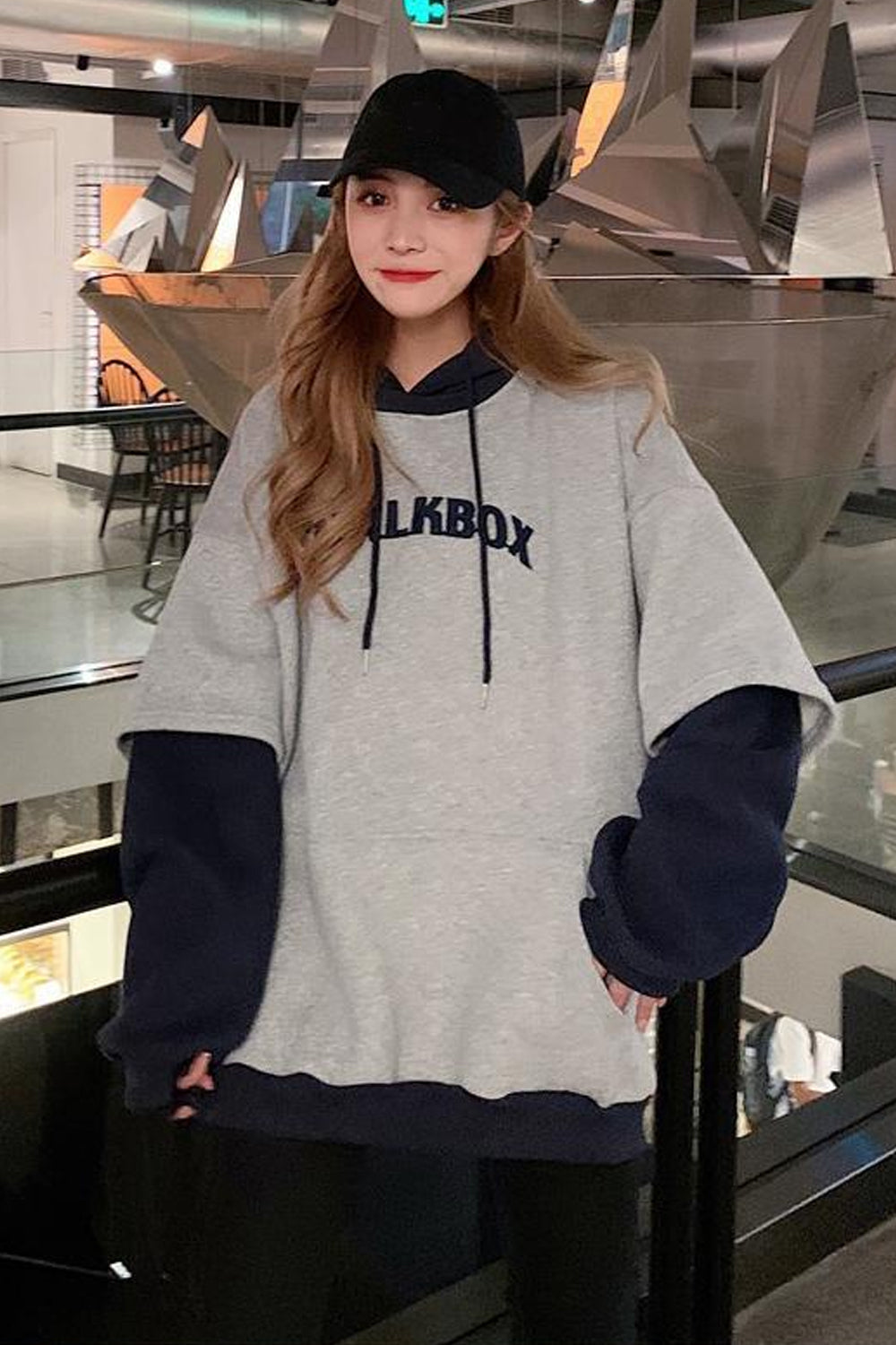 KittenAlarm - Long Sleeve Letters Printed Two Colors Hoodie
