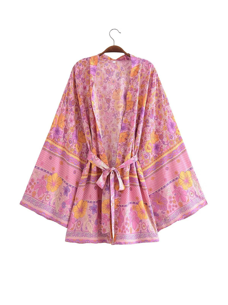 Down To Earth Cotton Floral Short Kimono Jcaket - Fashionpara