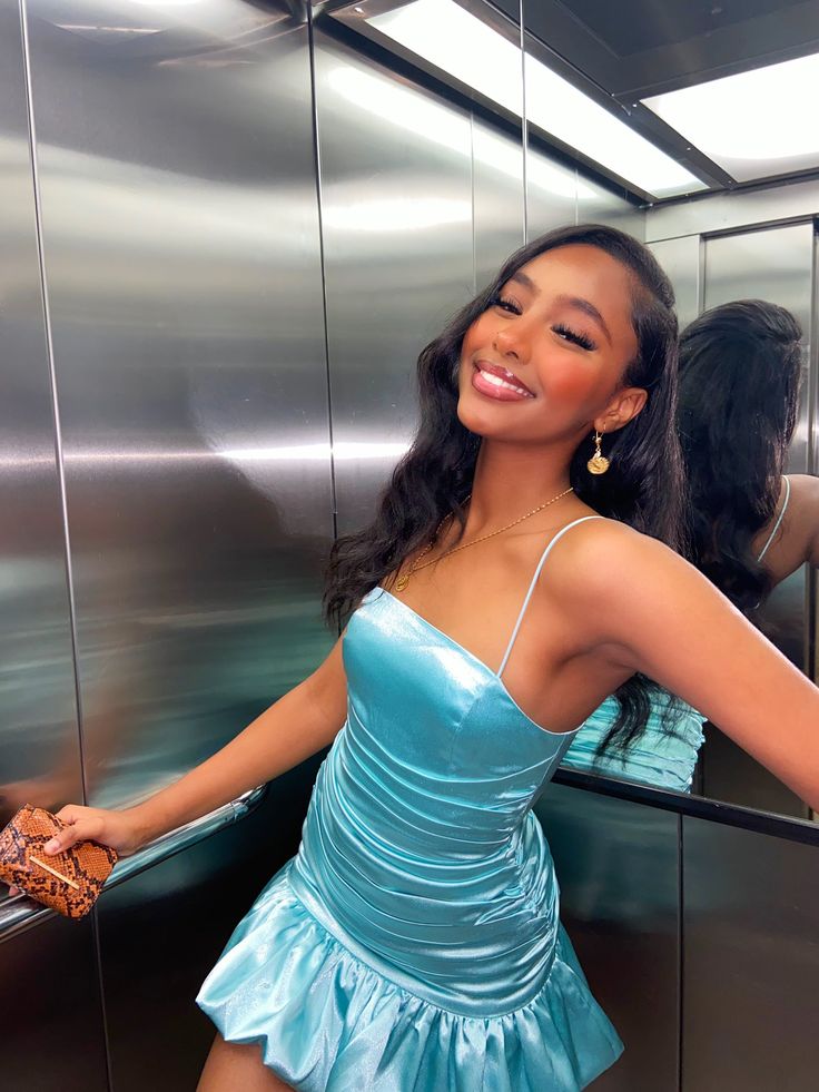 Blue Sheath Short Evening Dress Cocktail Dresses Short Party Dress - Fashionpara