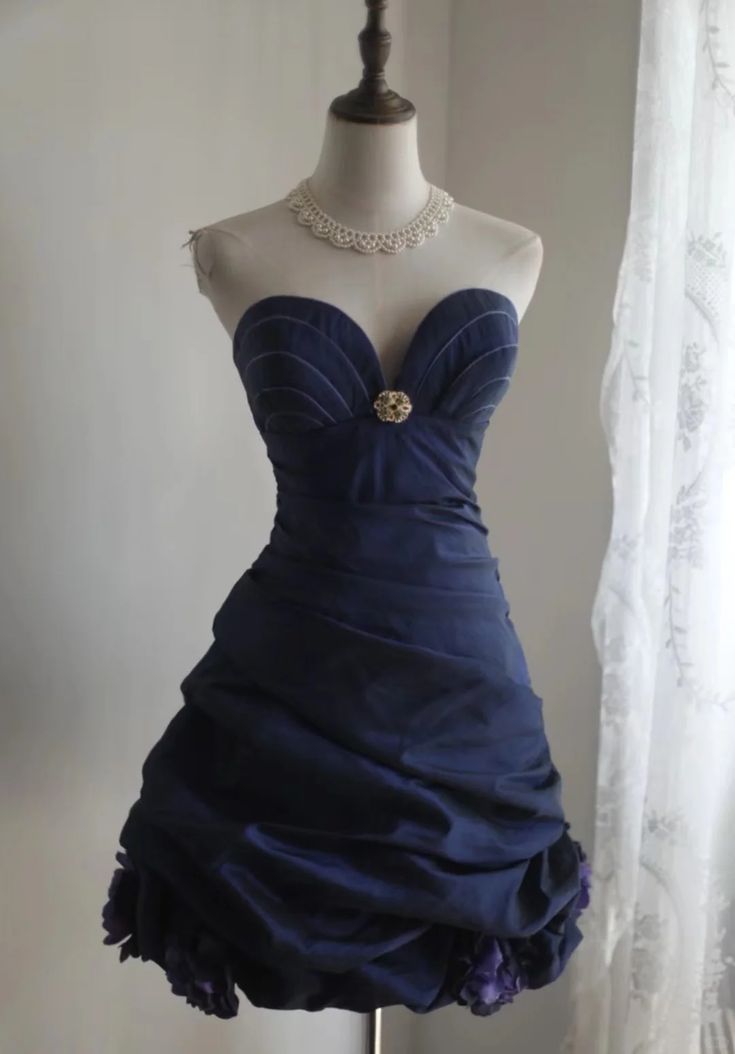 Retro Ball Gown Navy Blue Short Formal 8th Grade Homecoming Dresses Summer Middle School Hoco Dress 16th Birthday Outfits - Fashionpara