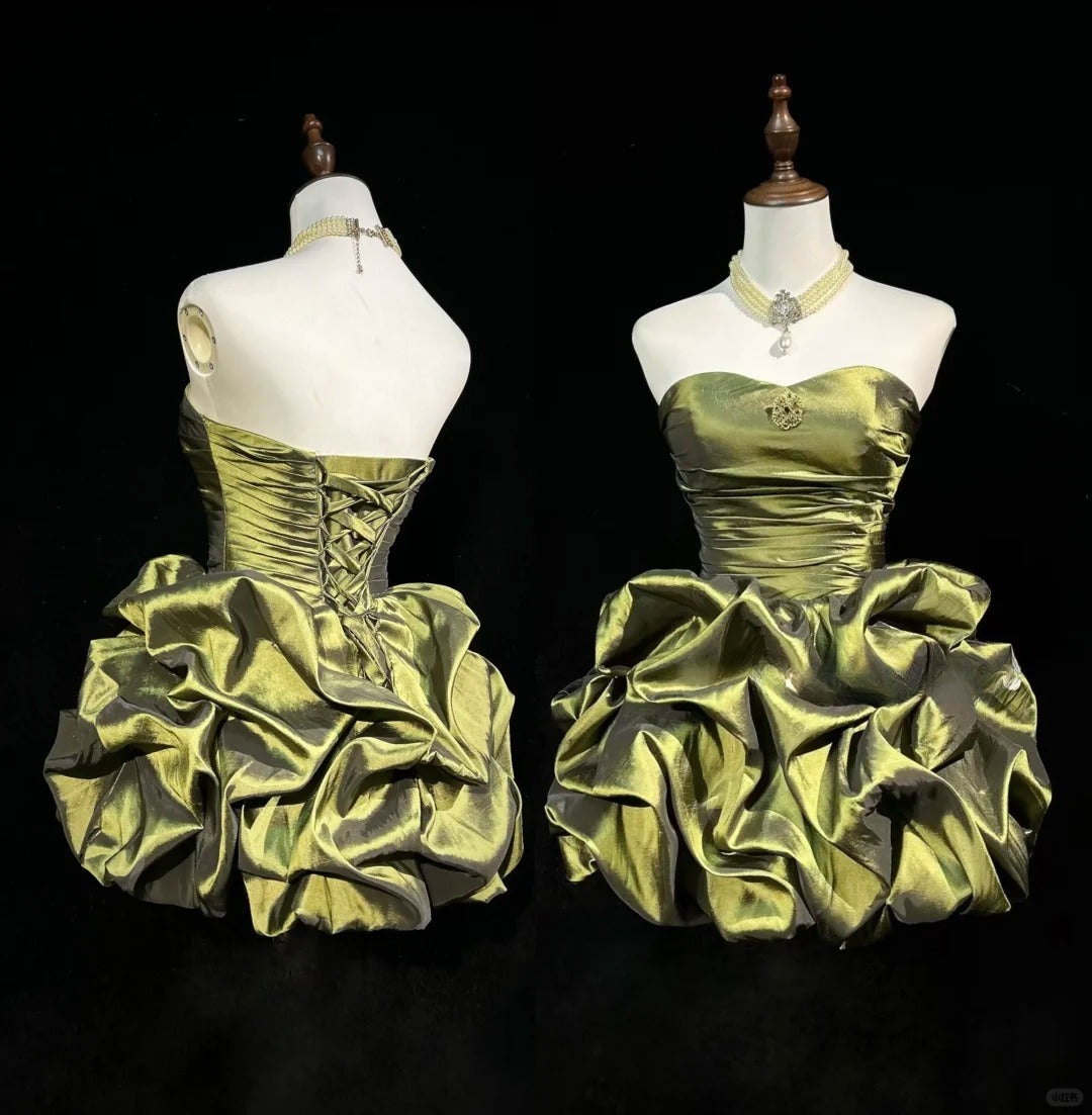 Vintage Strapless Short Prom Dress Birthday Party Dress Homecoming Dress - Fashionpara