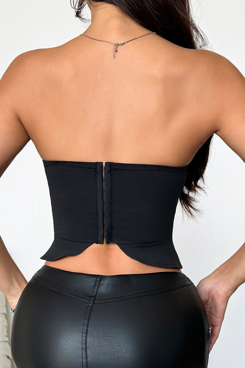 Quilted Boned Button Bustier Corset