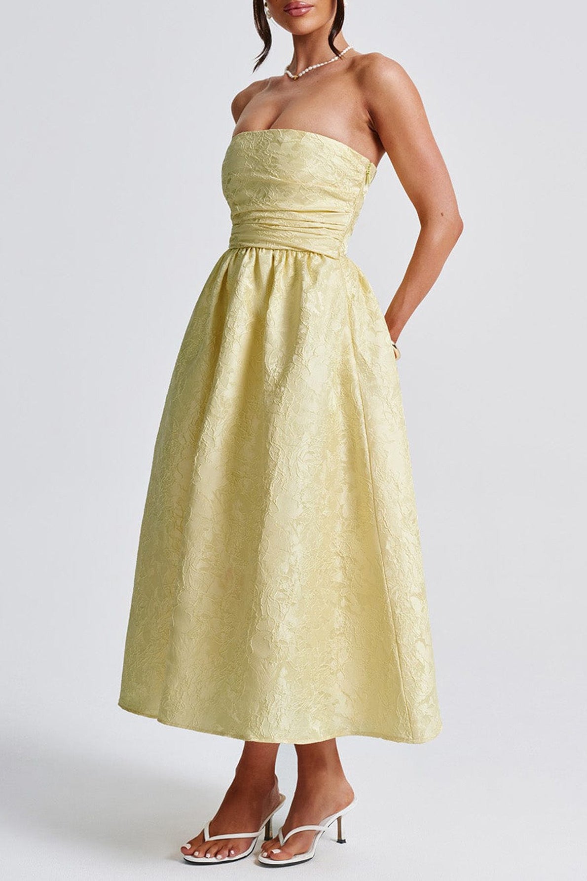 Floral Jacquard Strapless Fit & Flare Midi Dress 5