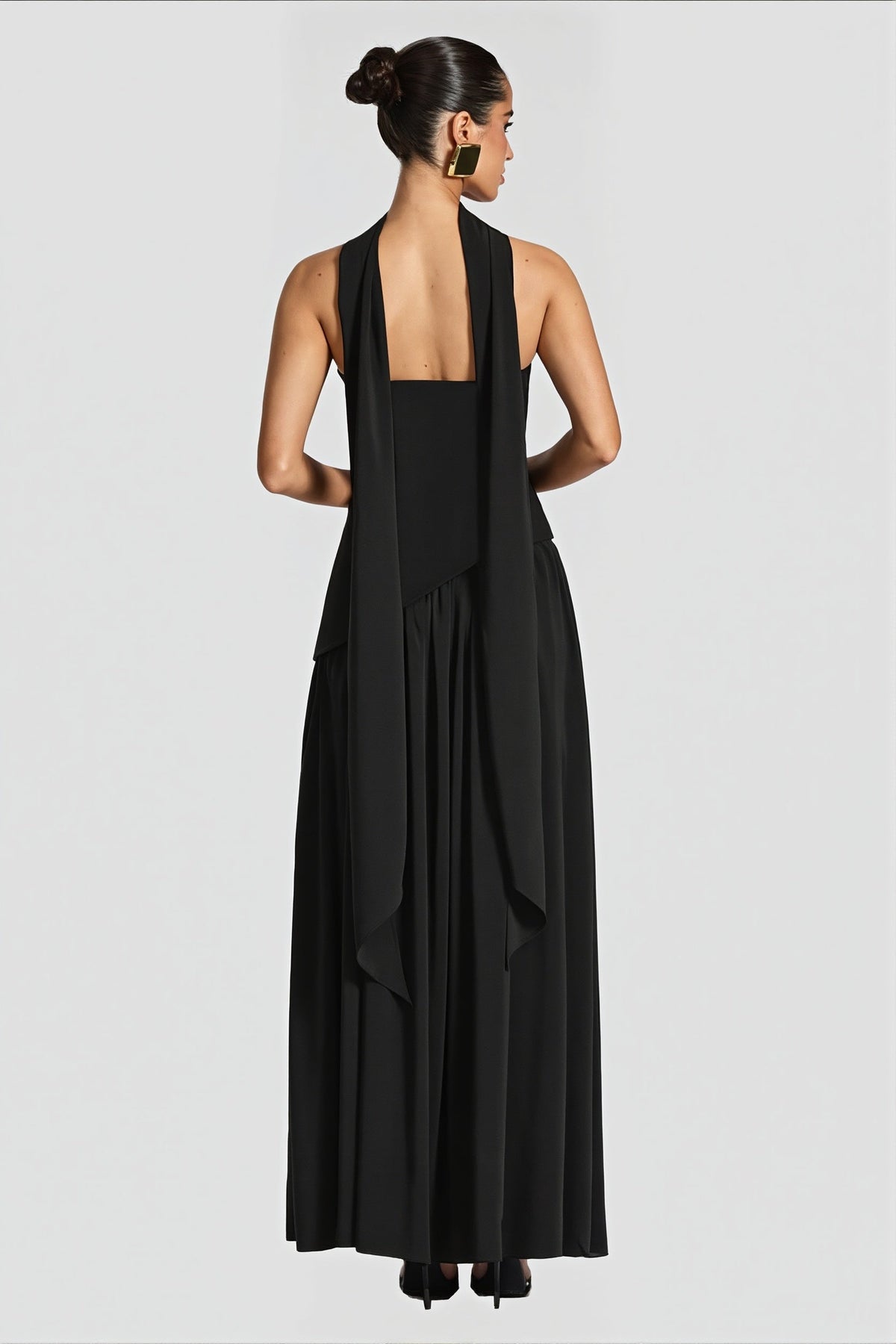 Strapless Scarf Detail Slit Maxi Dress 6