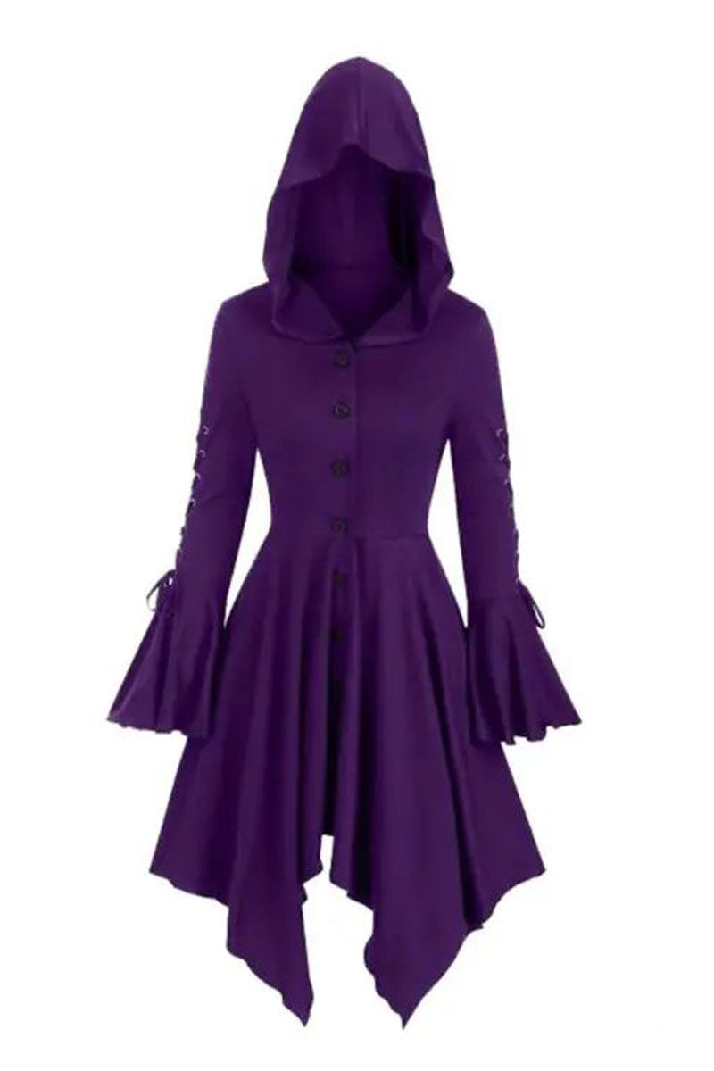Halloween Party Cosplay Women Costume Medieval Cloak Hooded Gothic Vintage Dress - Fashionpara
