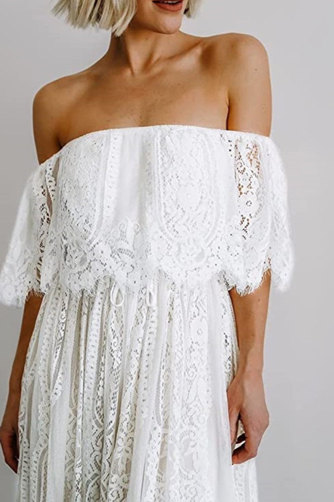 Elegant Off The Shoulder Lace Bohemian Boho Dress