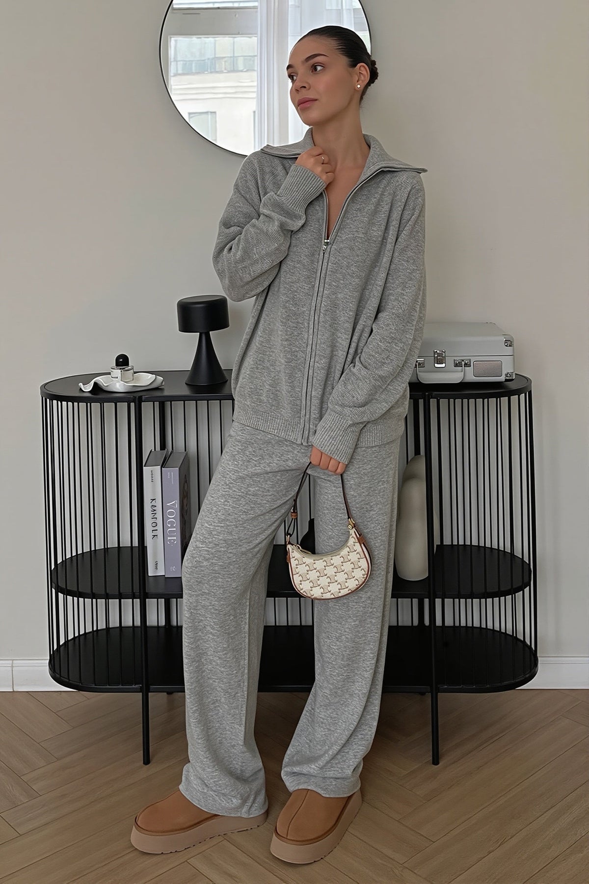 Relaxed Zip-Up Knit Two Piece Set