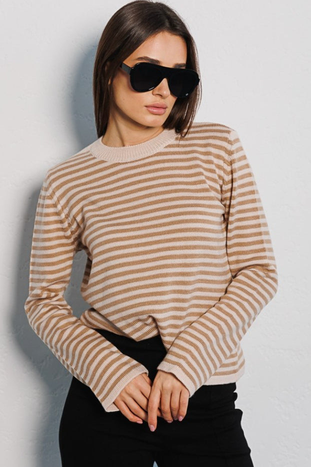 PrincessAce Ribbed Colorblock Striped Knit Sweater for Style