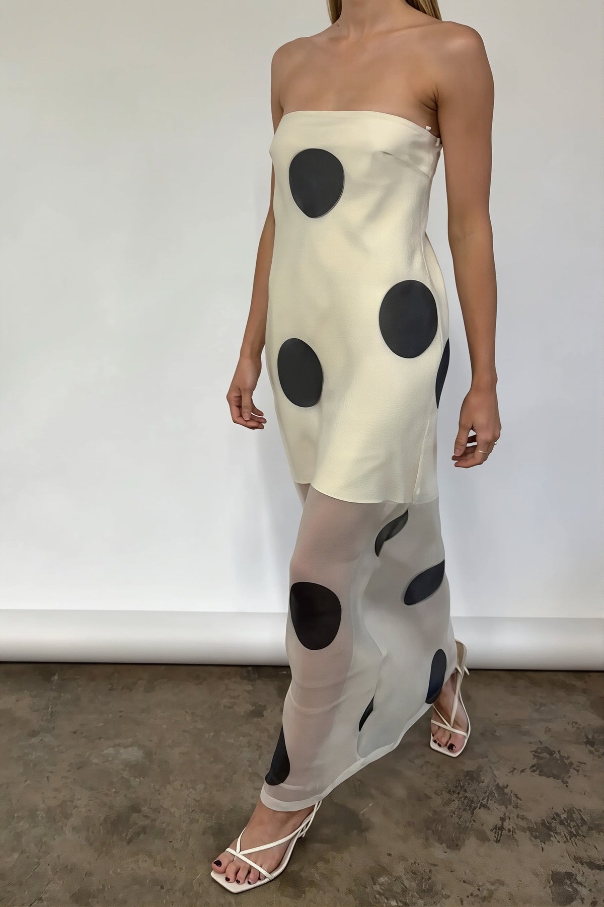 Polka Dot Sheer Strappy Slip Maxi Dress 7