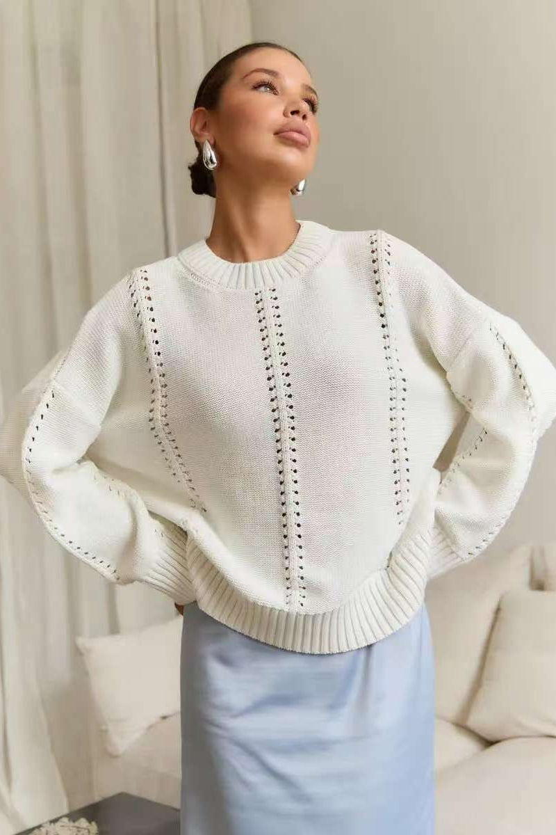 Casual Lace Knit Pullover Sweater