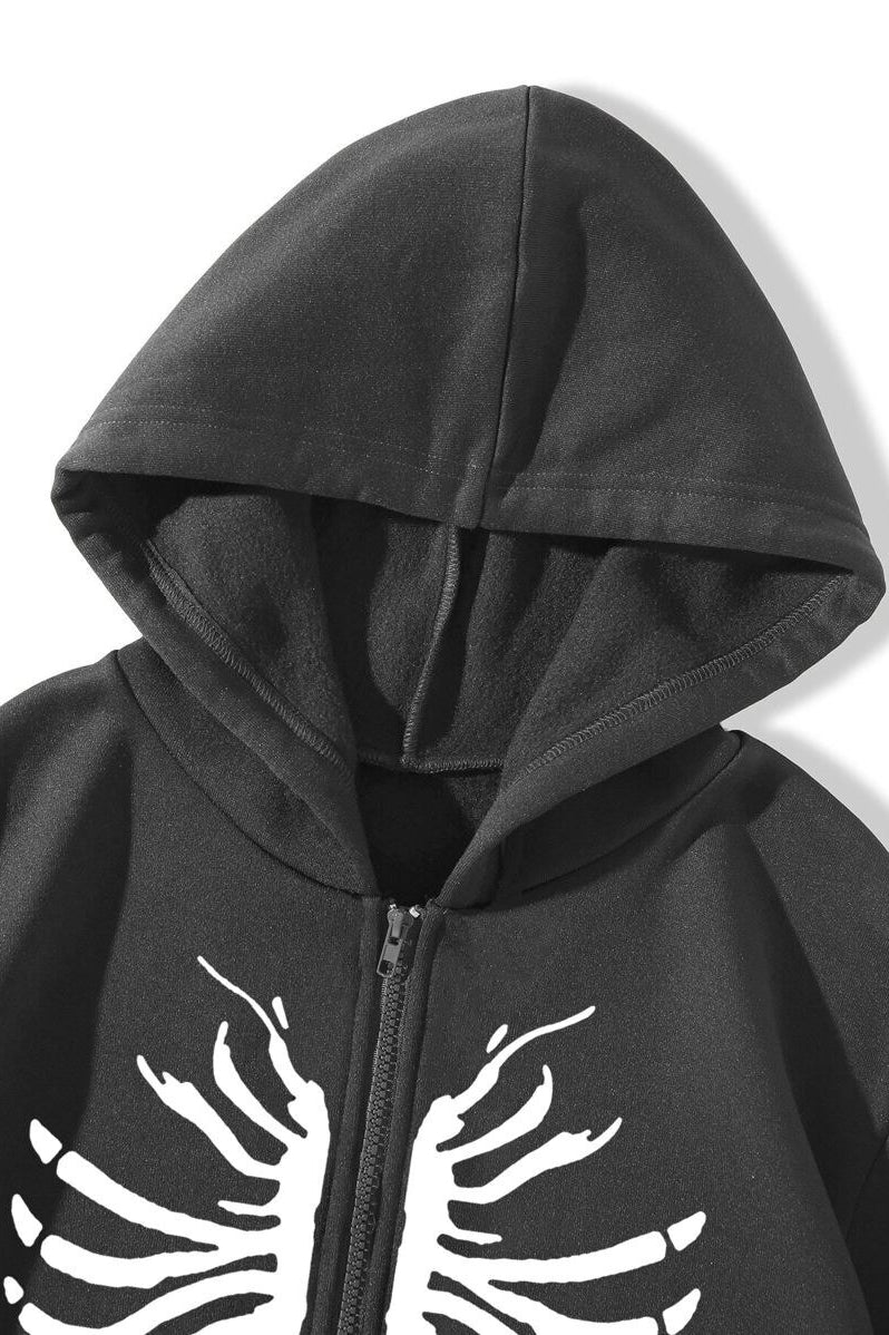 Skeleton Print Relaxed Pullover Hoodie 4