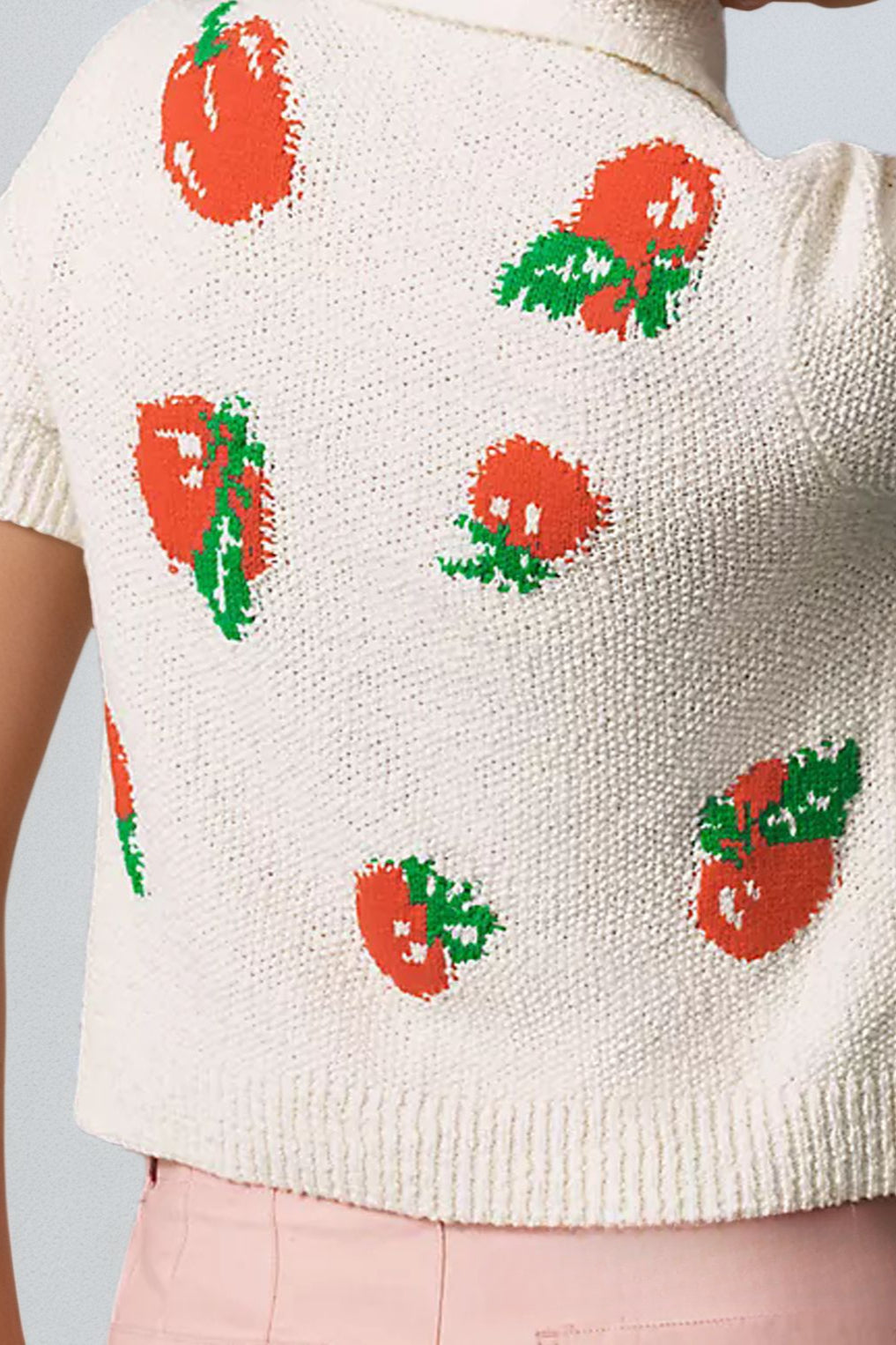 Elegant Jacquard Knit Cardigan with Short Sleeves for Style