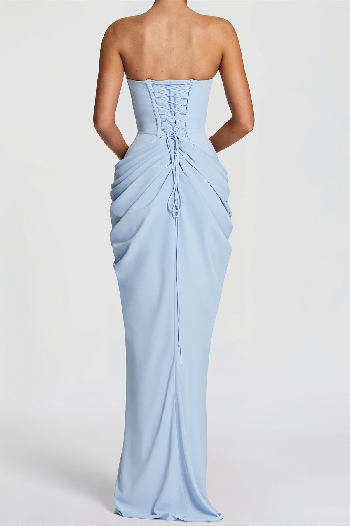 Strapless Sweetheart Corset Draped Mermaid Gown 3