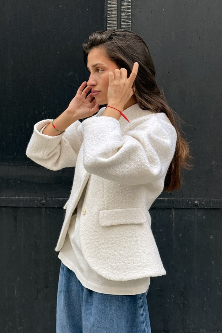 Wool Solid V-Neck Thickened Pocket Coat