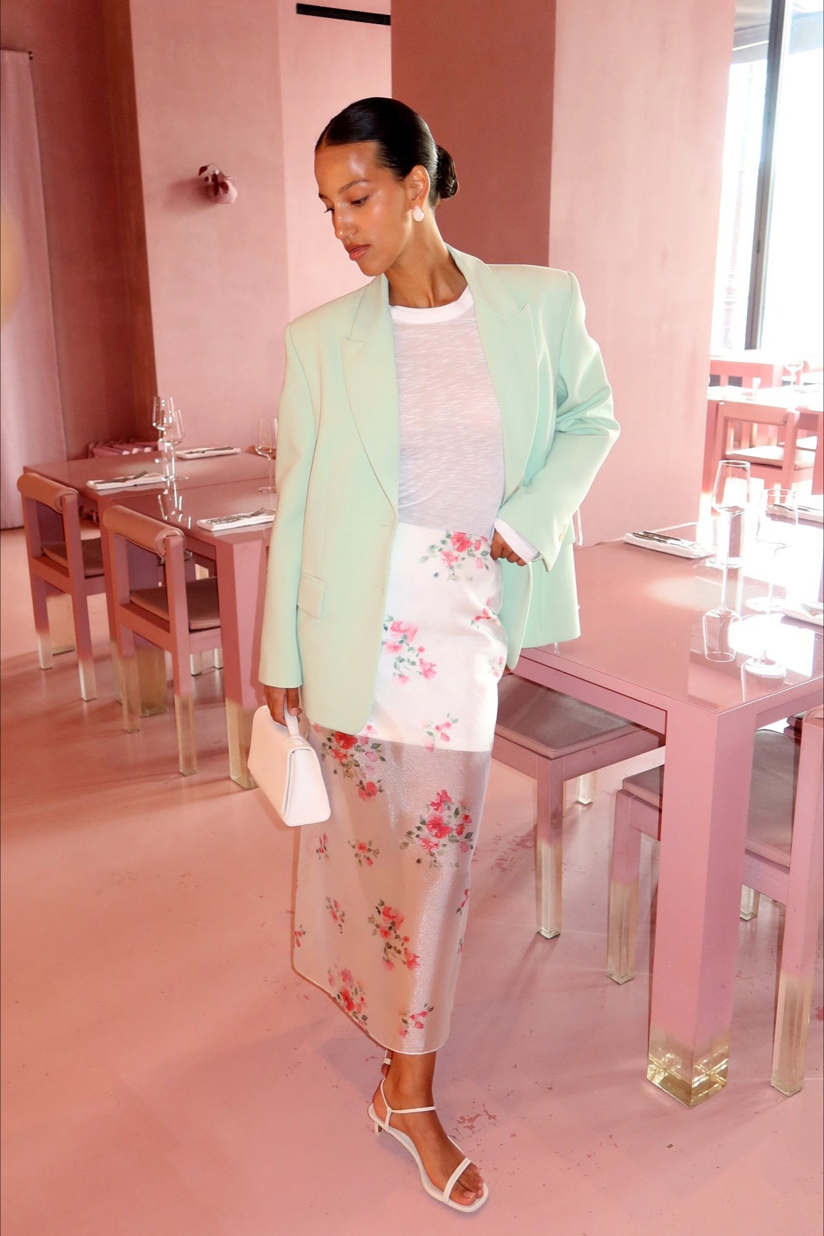 Floral Sheer Side-Slit Maxi Skirt