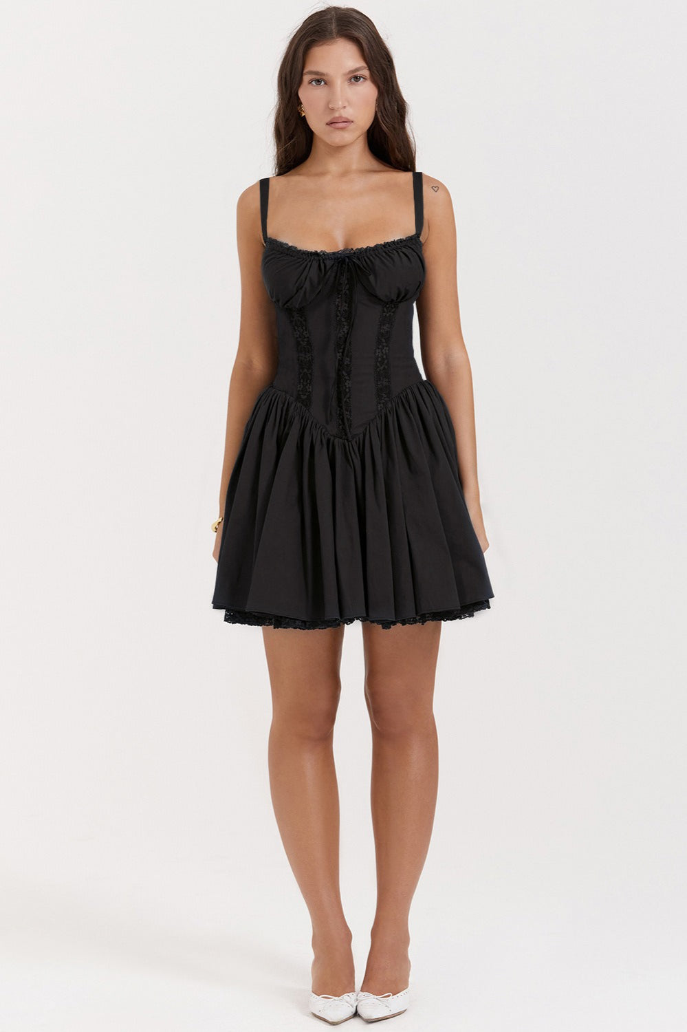 Allure Lace Trim Solid Slip Dress - View 14