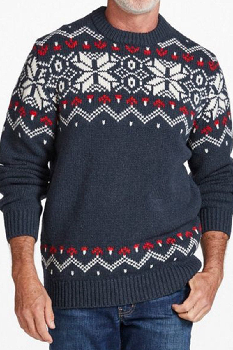 Uniqshe Men's New Round Neck Long Sleeve Knitted Sweater  Fashionpara