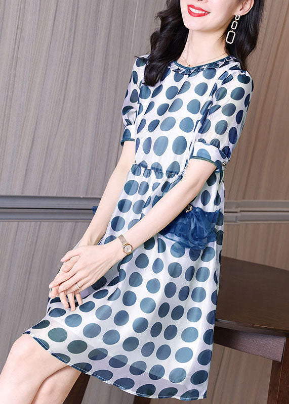 Polka Dot Ruffle Collar Short Puff Sleeve A-Line Mini Dress - View 3