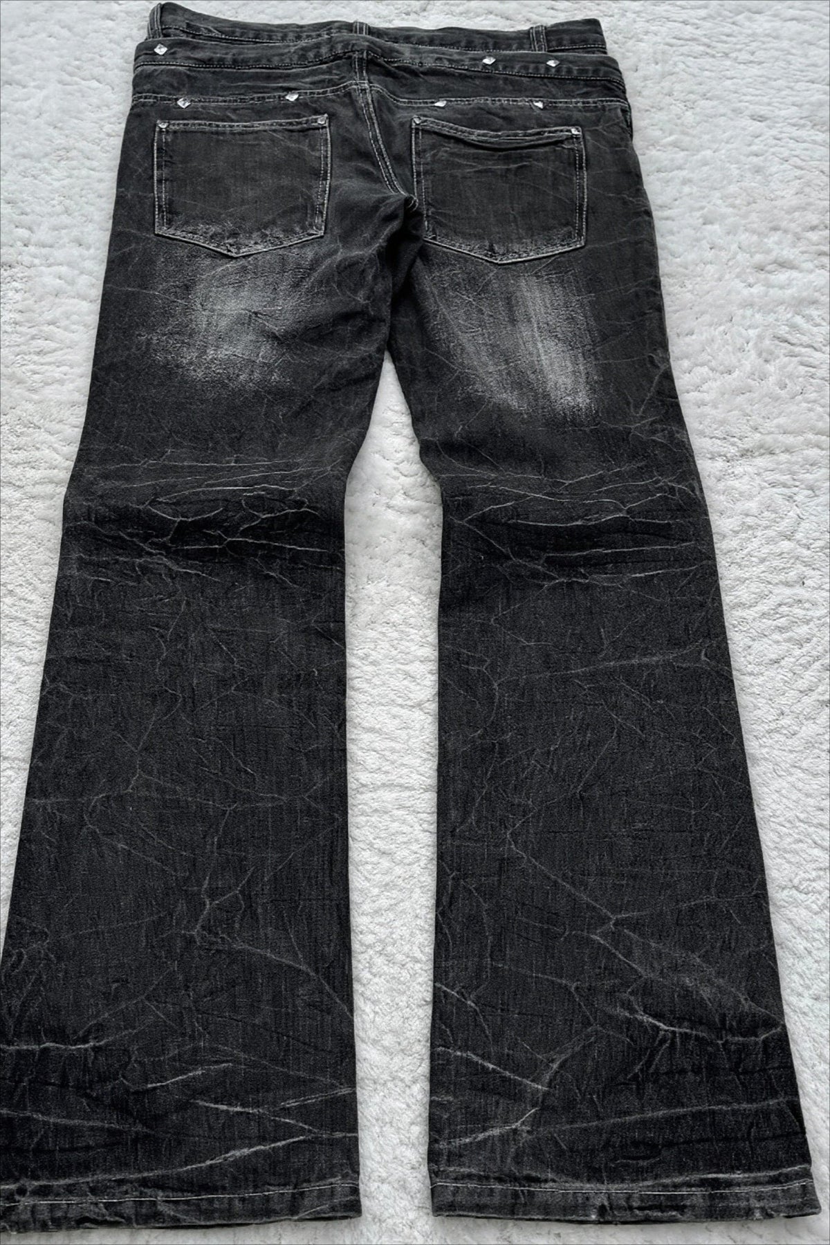 Gothic Distressed Double Waist Flare Jeans