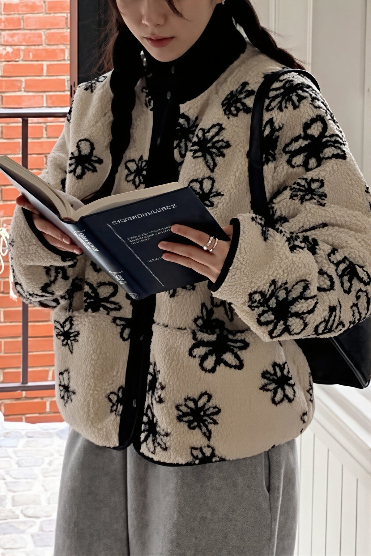 Reversible Floral Sherpa Fleece Coat